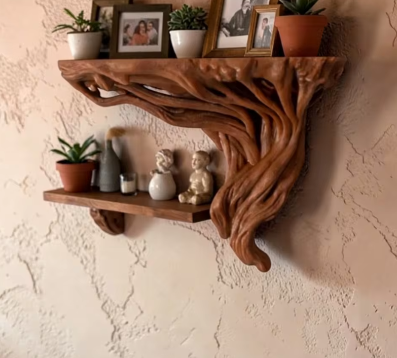 Tree Root-Shaped Wall Shelf